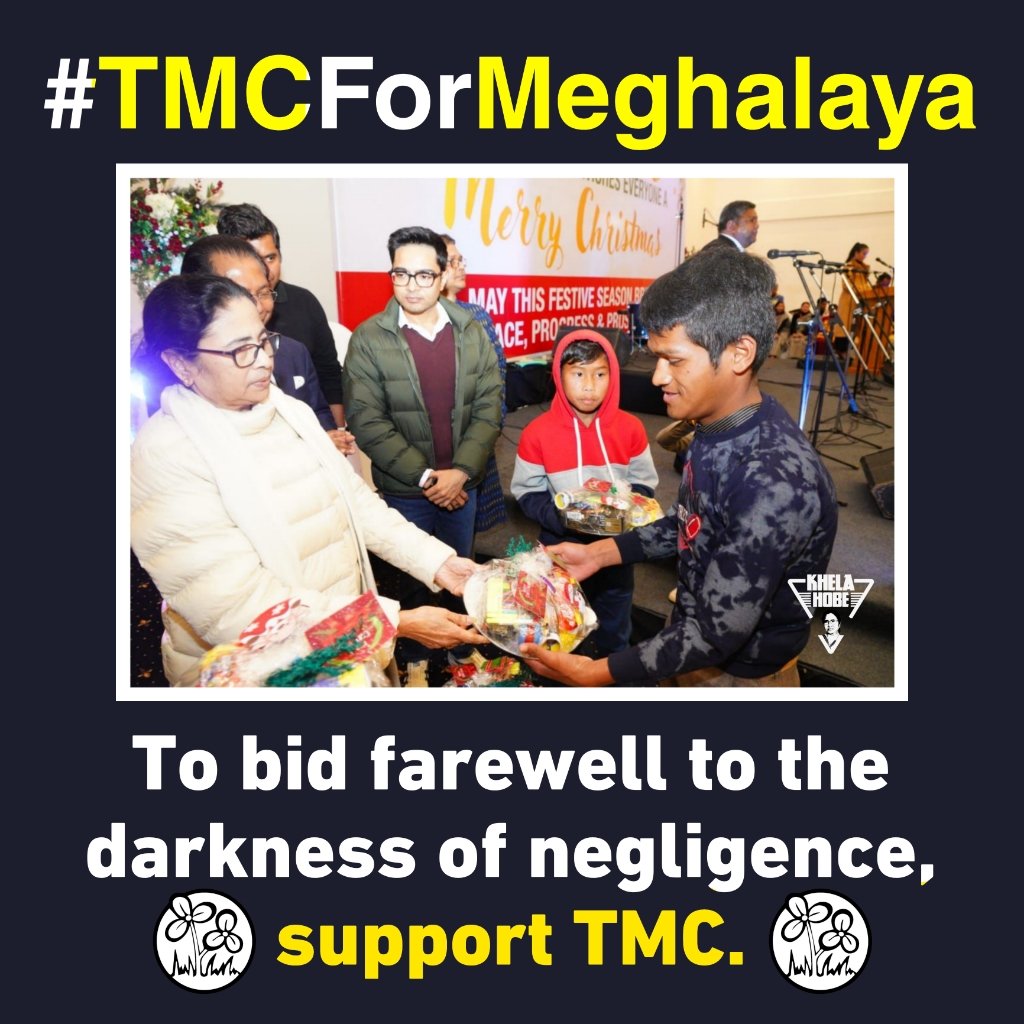 KhelaHobe2024's tweet photo. To bid farewell to the darkness of negligence, support TMC.
#KhelaHobe 
#TMCForMeghalaya https://t.co/wRfaI06oYb