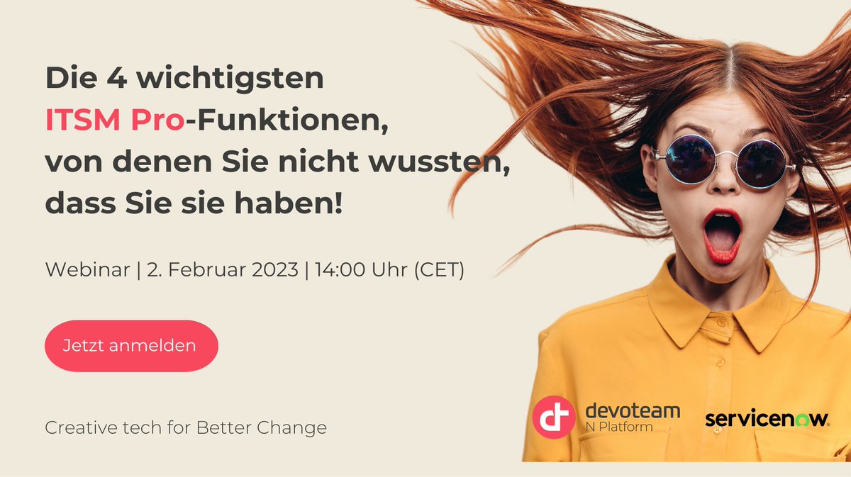Sie haben <a href="/ServiceNow/">ServiceNow</a>  #ITSM Pro, aber nutzen Sie es auch wirklich in vollem Umfang? Bringen Sie die Plattform mit  4 Funktionen, von denen Sie wahrscheinlich nicht wussten, dass Sie sie haben, zum Laufen!
👉de.info.devoteam.com/l/885373/2023-… 
#DevoteamNPlatform #ServiceNowITSM #ServiceNow