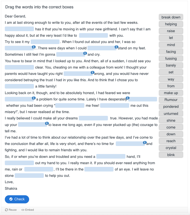 natalialzam's tweet photo. Can you complete the letter #Shakira may have written, had she decided to separate on amicable terms from Piqué instead of releasing her diss song? She may have used lines from well-known pop songs from these Spotify playlists #C1 #C2 #ESL  https://t.co/BanCY5zOq1 https://t.co/EJazW4s2pW