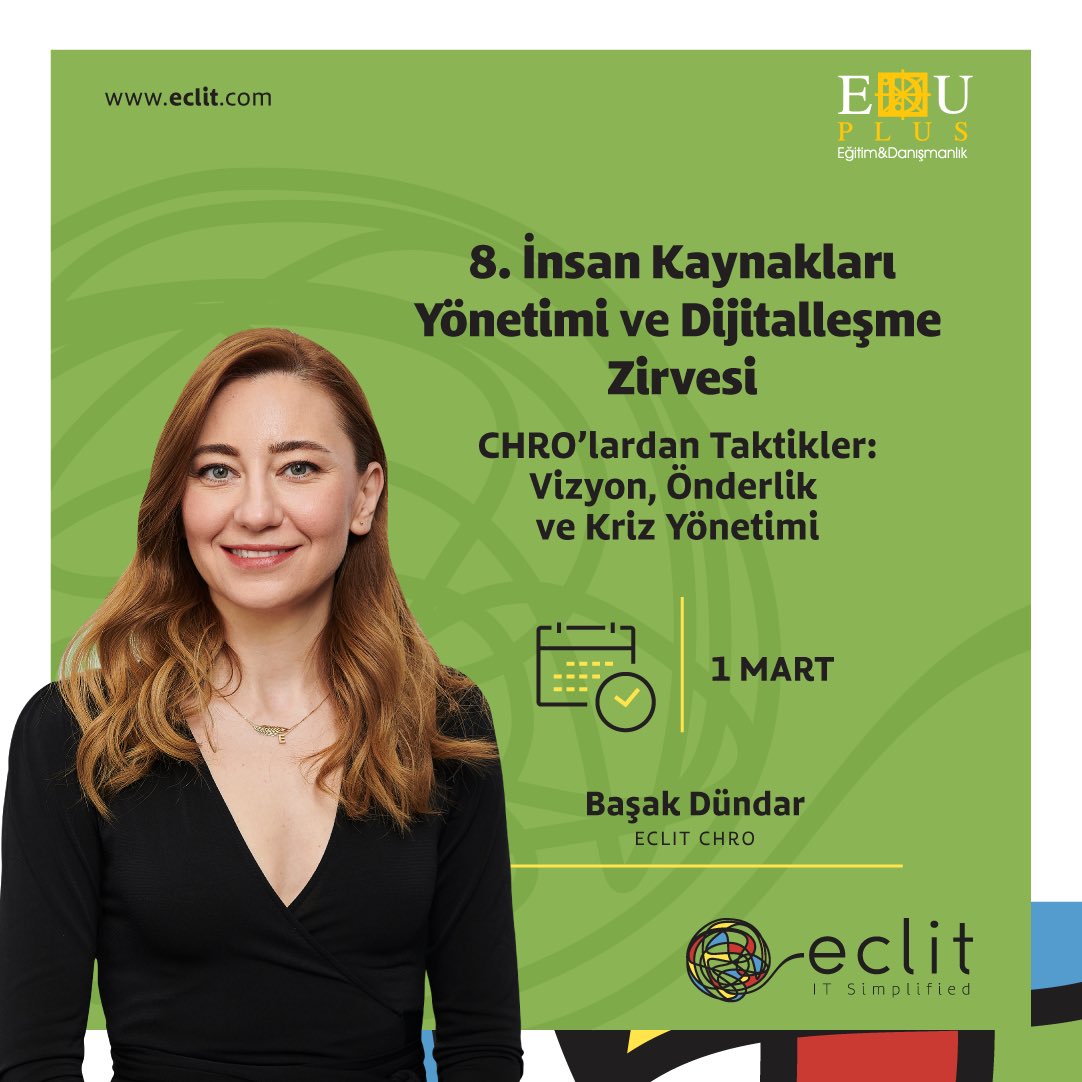 eclit_tech's tweet photo. Eclit CHRO’muz Basak Dündar, 8. İnsan Kaynakları Yönetimi ve Dijitalleşme Zirvesi’nde konuşmacı olarak yer alacak. Kaçırmayın!

#Eclit #ITSimplified #insankaynakları #Eduplus https://t.co/jaSqanTfw7