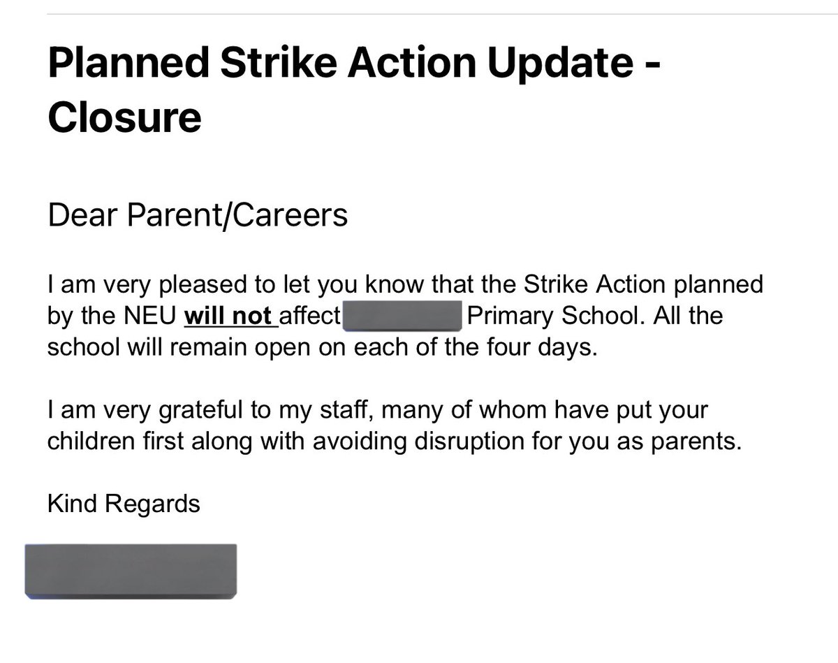 SocialistHB's tweet photo. Appalled by this email from my sons primary school. Solidarity with all @NEUnion members taking strike action! My response below… https://t.co/9rCmaR0vfl