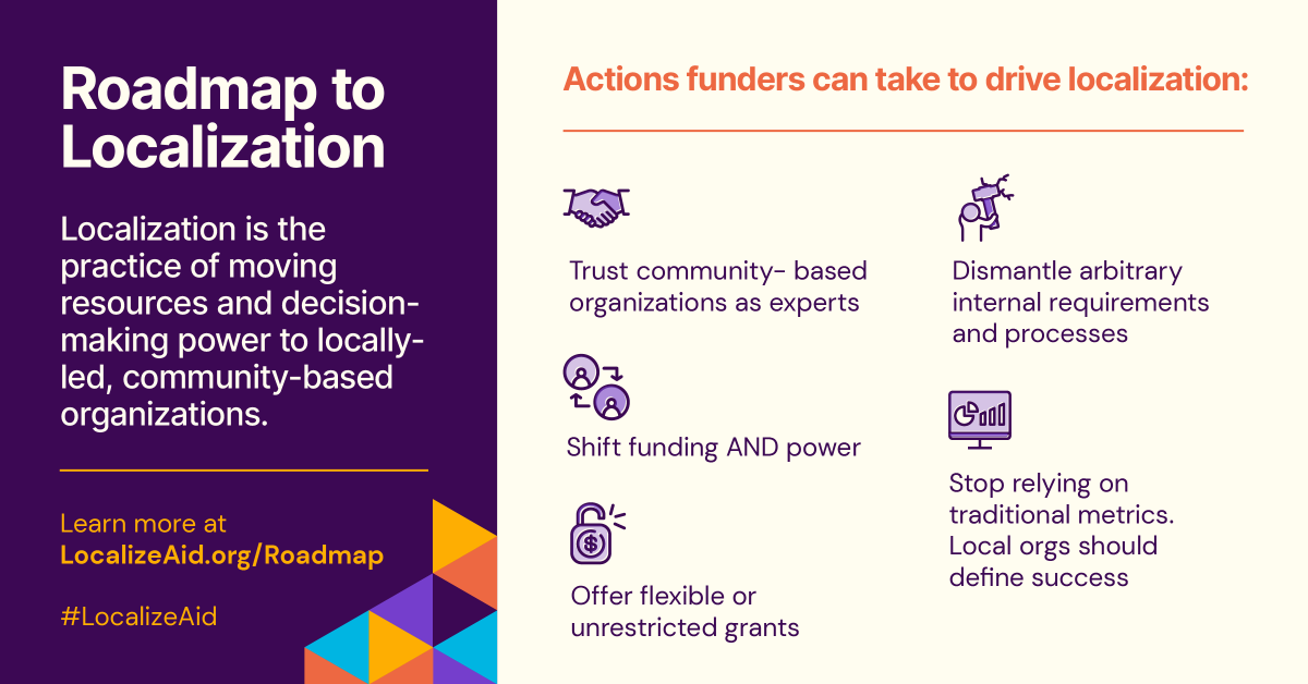 hope2shine's tweet photo. It's important to reflect on who's left out of the conversations on aid. Funders and global leaders must work to #LocalizeAid. Here’s how to take the first steps: https://t.co/lkFf7f3lRS. #LocalizeAid https://t.co/rx20SoUHL2