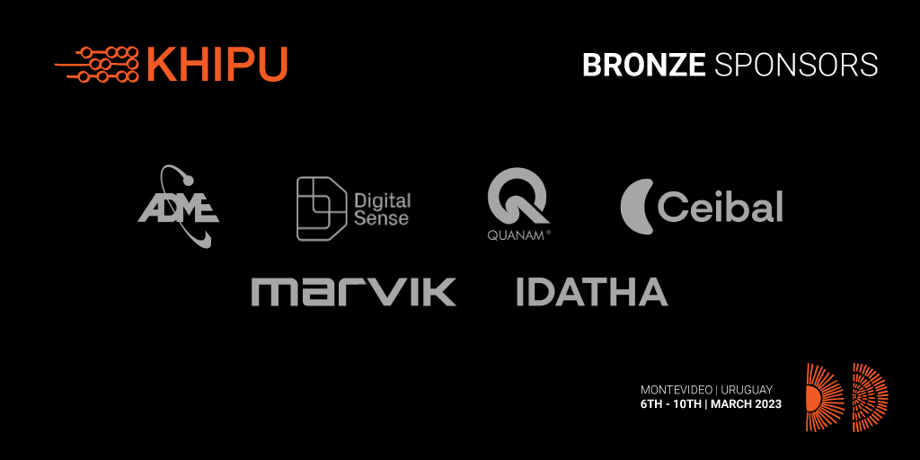 Khipu_AI's tweet photo. We are excited announce our bronze sponsors for #Khipu2023! Thank you to Marvik, DigitalSense, Ceibal, ADME, Quanam and IDATHA for your generous contributions!

If you want to sponsor Khipu, it's not too late! Reach out to info@khipu.ai to find out more. https://t.co/JezcXgmYZc