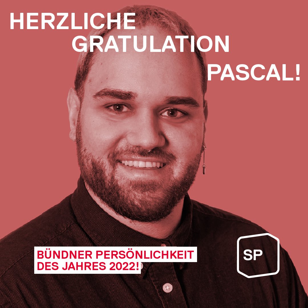 Herzliche Gratulation <a href="/PascalPajic/">Pascal Pajic</a>!
🏆🌈🙌
Pascal Pajic ist #BündnerPersönlichkeitDesJahres 
2022!
Ein Meilenstein für die queere Community.
Danke für dein riesiges Engagement für die #LGBTQA+ 
Community, für Migrant*innen, für die 99% und so 
vieles mehr!