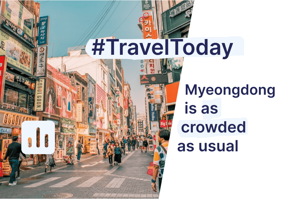 DFRCag's tweet photo. 1,190 people were in Myeongdong, Seoul an hour ago, just like expected on a typical Tuesday. Nonetheless, a good pick for your afternoon plans. #TravelTuesday #DataSpooned https://t.co/sbxRhNnkr9