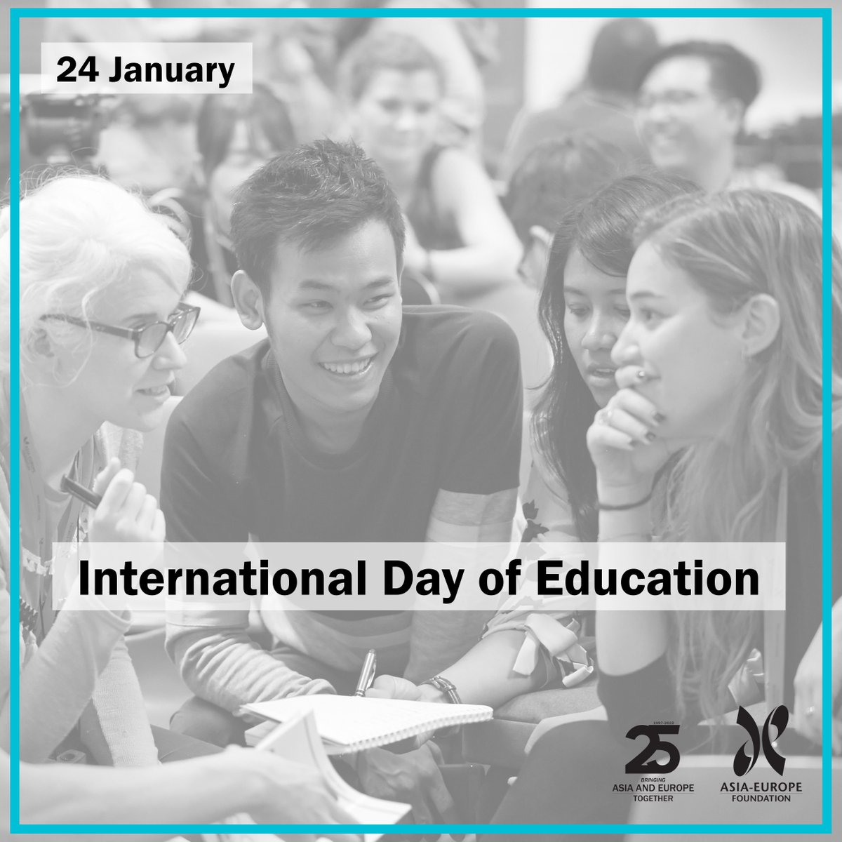 Today we celebrate International Day of Education!

#Education is one of our thematic areas, connecting Asia & Europe in the areas of #Youth #HigherEducation #SecondarySchoolTeaching

Learn about our work asef.org/themes/educati…

#EducationDay #ASEF25 #ASEFEducation @asefedu