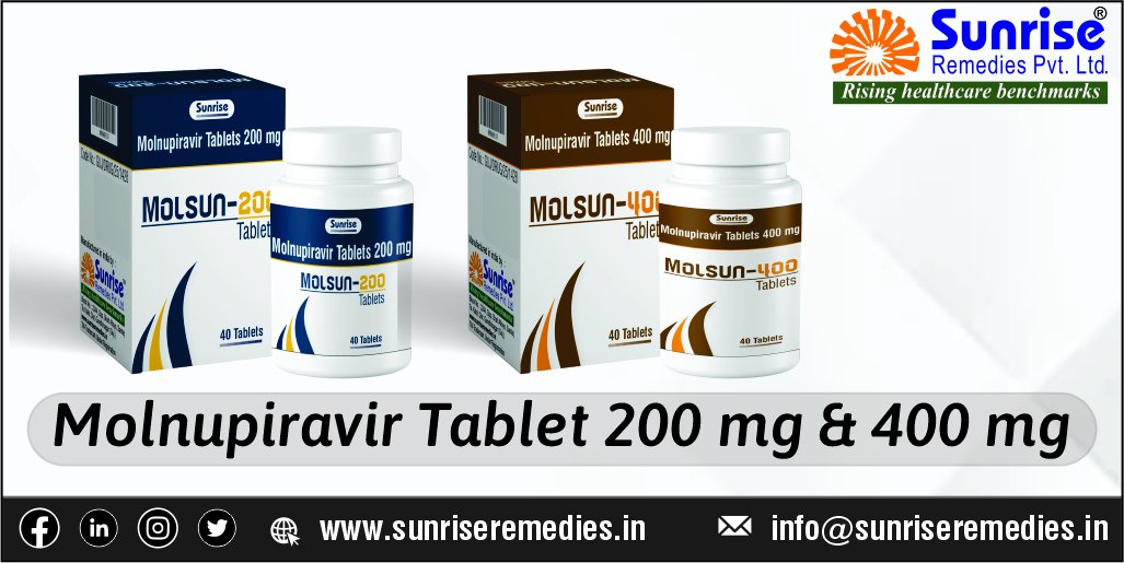 sunriserem's tweet photo. Molsun Generic #Molnupiravir Is a big name in the pharmaceutical world. Manufacturer from Sunrise Remedies Pvt. Ltd.

Read More: https://t.co/lYeNkz9rR8

#Molsun #MolnupiravirProducts #PharmaceuticalCompany  #PharmaFormulation #Medicineexporter #PharmaCompany https://t.co/Ydk9zd7DOL
