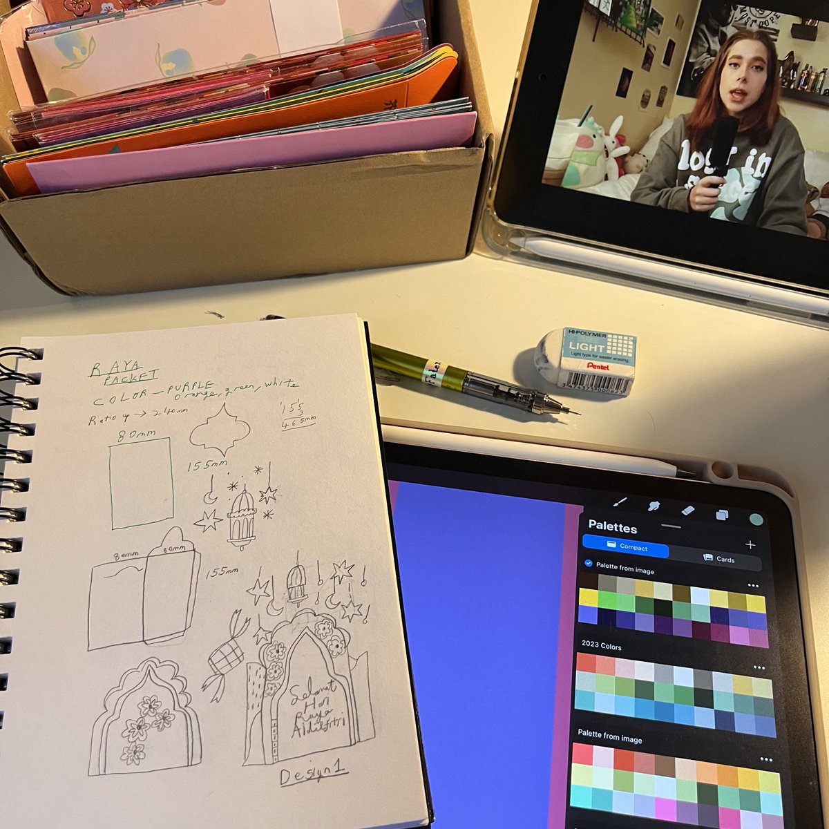 Working on my pasta commission (Yes, my sister is paying me with my favorite penne agnello pasta!!! Yay yay) - Raya packet for her filling stations 💚