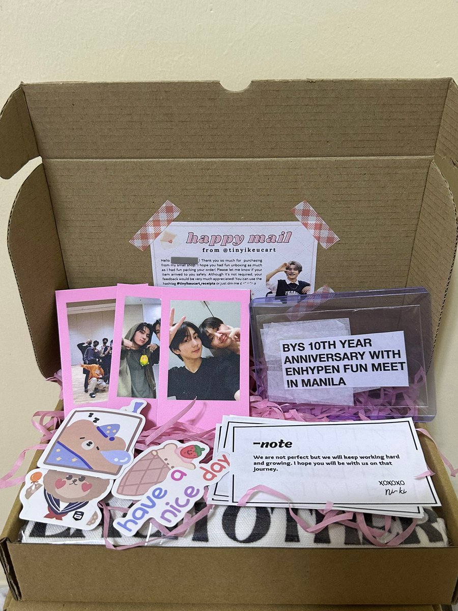 jayseong1725's tweet photo. ꒰ 💌 #forjace ꒱

~ Hi @tinyikeucart 🤍 my shout out tote bag arrived safely today! tysm for the smooth transac! super pretty nung bag,can't wait to try it sa con! loved the polas,stickers, notes,and ofc the bys confetti🥺 lahat may sparks ♡̷̸⁩

˗ˏˋ #tinyikeucart_receipts ˎˊ˗ https://t.co/r4ukUHaiTt
