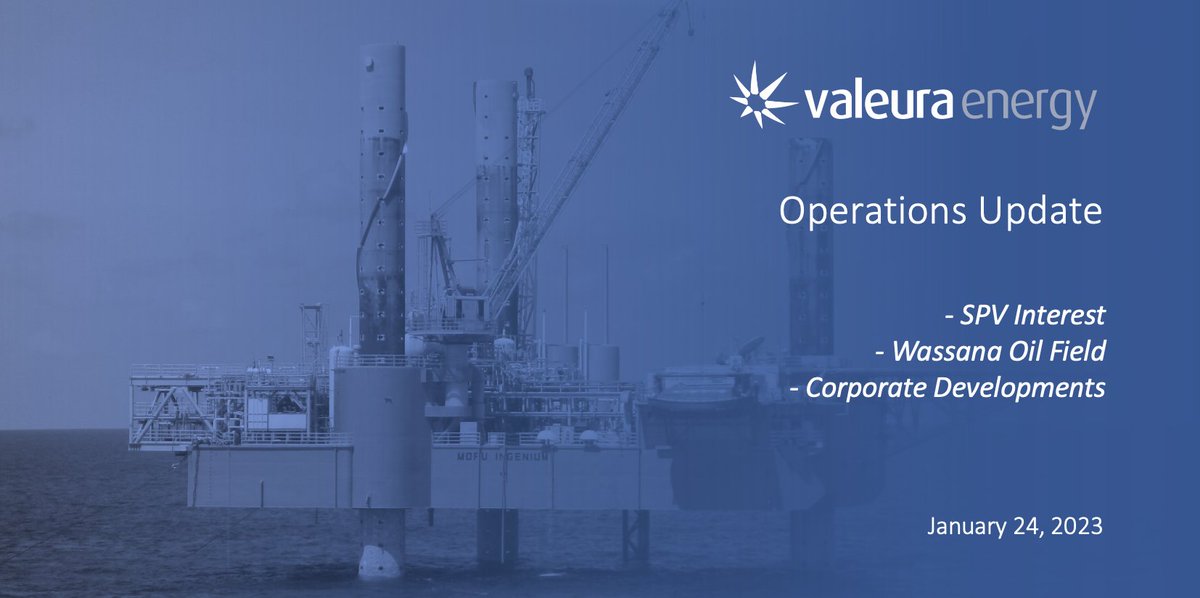 ValeuraEnergy's tweet photo. #Valeura operations update: #SPV interest increased to 87.5%; #Wassana #MOPU recertification received, storage vessel mods to be completed early Feb; #acquisition workstreams progressing toward Q1 closing; #Rossukon planning underway.
https://t.co/3pMQx8jMxa
$VLE https://t.co/iKym5F5mpy