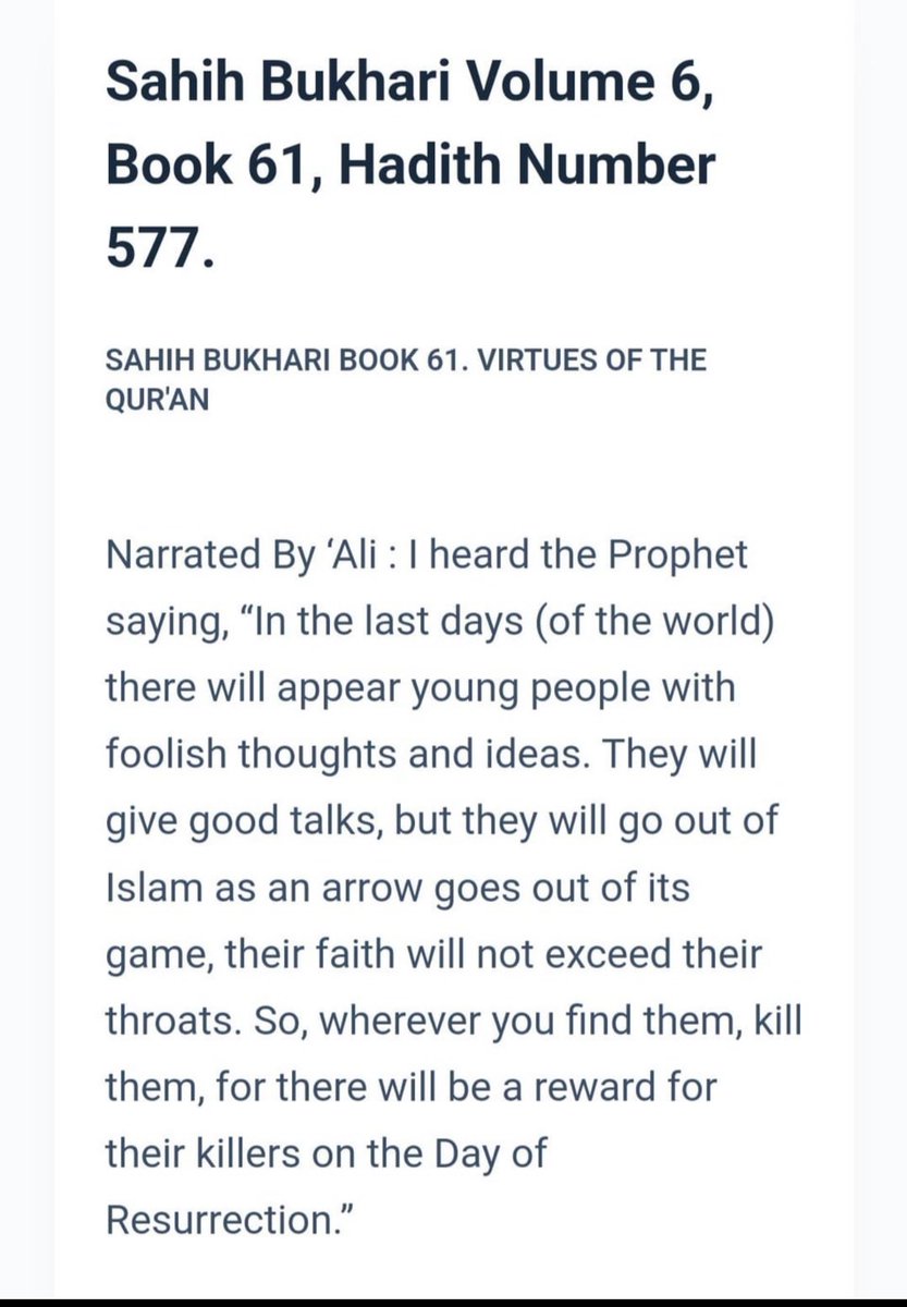 PrimodialNuT's tweet photo. From the Religion of Pieces 🧩

“…, for there will be a reward for their killers on the day of resurrection.” 

This is a dogwhilstle to murder any Free thinker https://t.co/6yeoNNIITs
