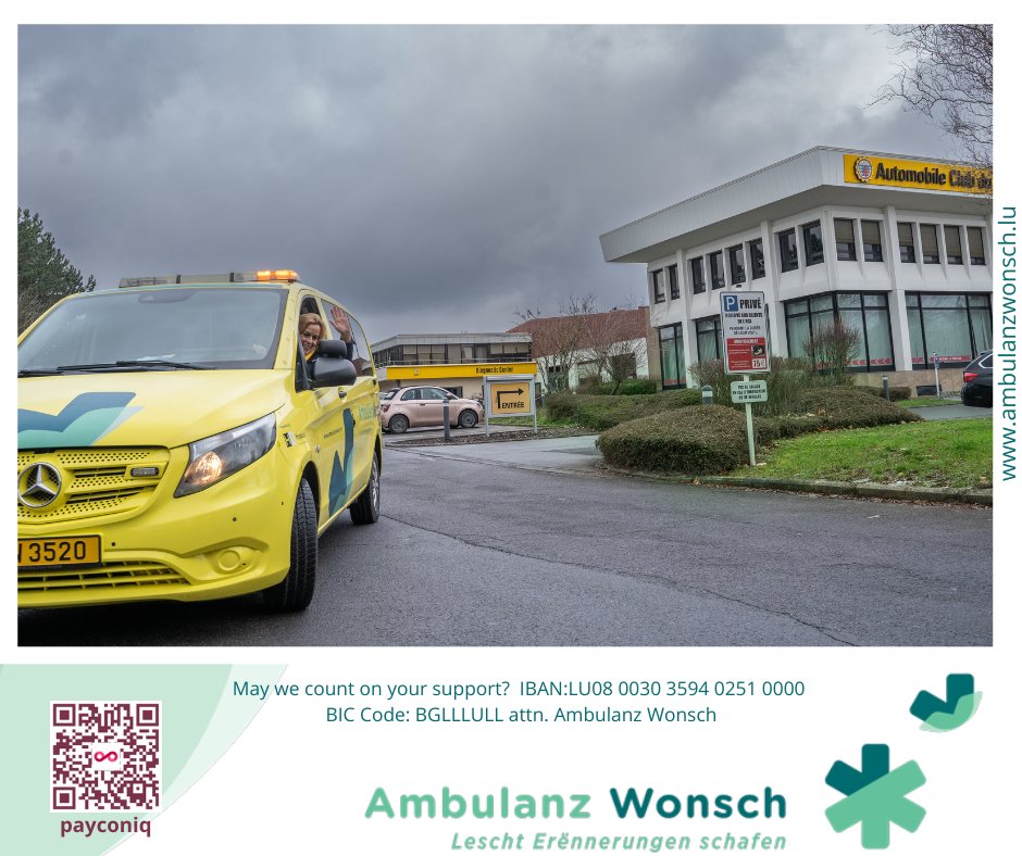 AmbulanzWonsch's tweet photo. 🚑 We are very happy with the gift we received from @ACL_LU : A free membership for Ambulanz Wonsch, in and outside Luxembourg.
Thank you so much!
It’s very assuring to know you will be there for us when and wherever needed.
#Addinglifetodays #AmbulanzWonsch https://t.co/eubLIQD6Xn