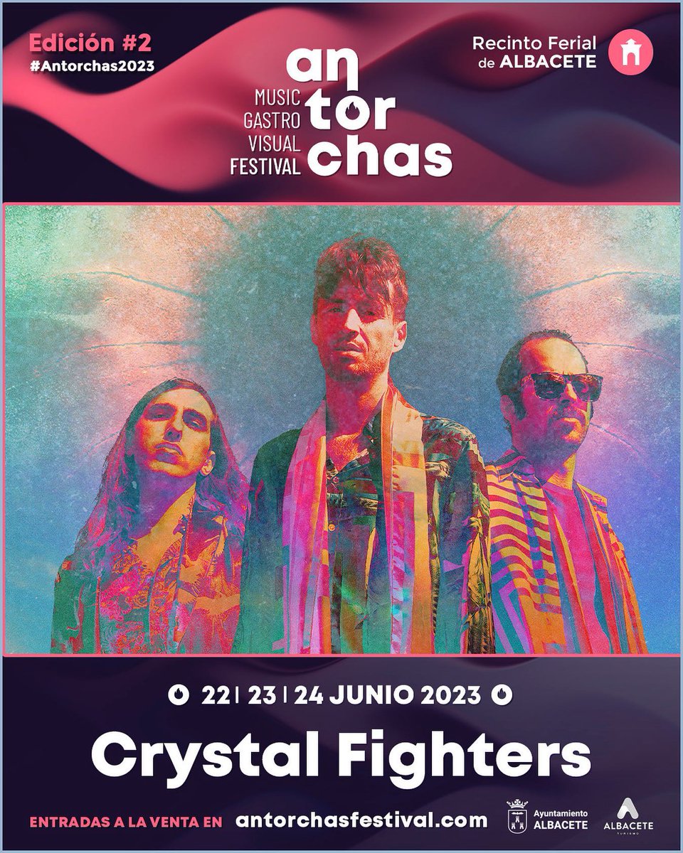 TerritorioMusi's tweet photo. 🔥 #𝗖𝗥𝗬𝗦𝗧𝗔𝗟𝗙𝗜𝗚𝗛𝗧𝗘𝗥𝗦 en #AntorchasFestival 🔥
🗓️ 22 | 23 | 24 Junio 2023
🎡 Recinto Ferial de Albacete
🎫 https://t.co/GcLZs3QEaw
#territoriomusical #AntorchasFestival #Antrochas23 #Edicion2 #Albacete #AyuntamientodeAlbacete #CrystalFighters https://t.co/CiT5Hevpis