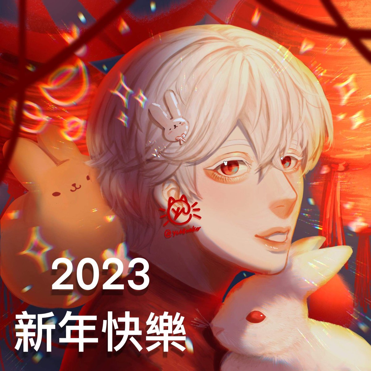 yc68neko's tweet photo. 新年快樂🎊🏮🧧
終於畫好了🤣 #2023 #2023新年快樂 #新年快樂🎊 #cny #2023cny #Chinesenewyear2023 #chinesenewyear #art #artcontent #fyi #illustration #illustrationartists #illustrationart #myart #digitalart #bunnyboy #rabbitboy https://t.co/9LmKO1kwpO