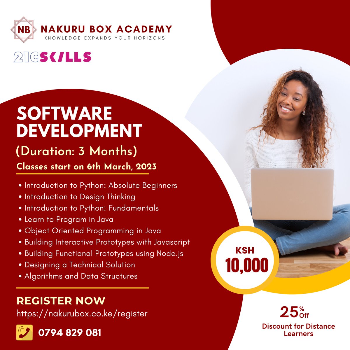 nakuruboxke's tweet photo. Learn courses offered by Nakuru Box Academy in partnership with 21C Skills. The courses are designed to help Africaβs technology enthusiasts develop the skills they need to succeed in the 21st century.
Register Now https://t.co/hrdenF3EzC
#nakurubox #21cskills https://t.co/XEOdHBv9dF