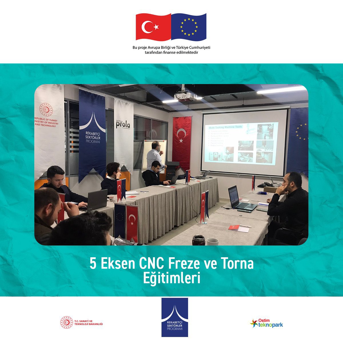 OstimProta's tweet photo. Prototipleme ve Ticarileştirme programımız kapsamında Prota Atölyesi ekibine verilen “5 Eksen CNC Freze ve Torna “ başlıklı eğitimini tamamladık. 

#RotanızProta #protateknolojiüretimatölyesi #teknikeğitim #ostimteknopark @ostimosb https://t.co/8e9tkv7ys0