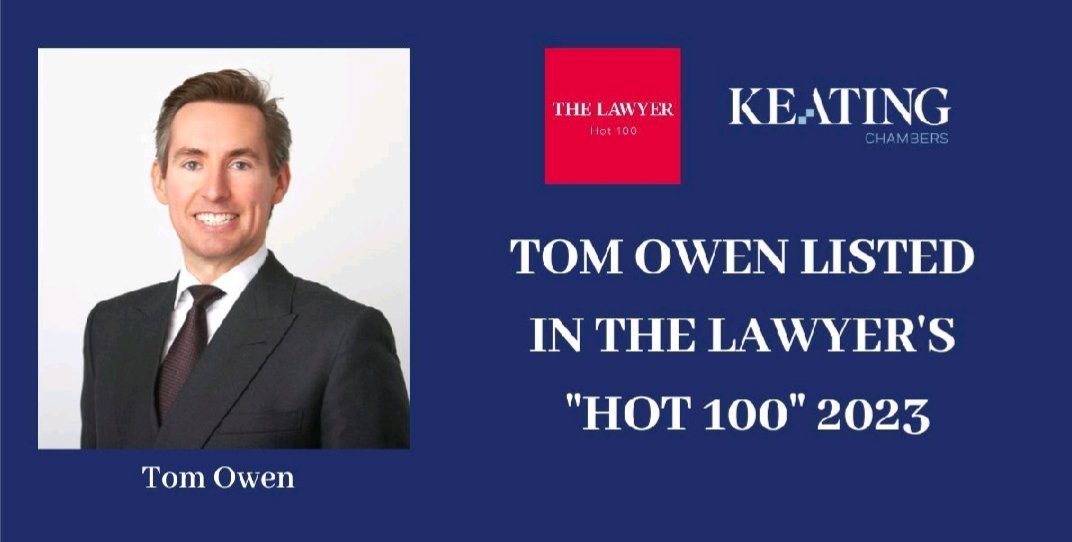 Congratulations to Tom Owen (@LboroGrammar 2007) who has been included in @TheLawyermag #TheLawyerHot100 list for 2023! Tom is the youngest-ever civil litigation Recorder and one of the Bar's most prominent construction barristers @loughburians