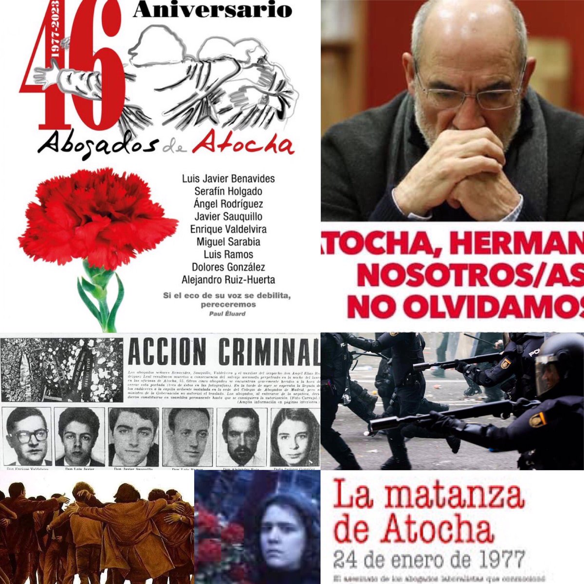 ⚫️ "MIS COMPAÑEROS CAÍAN MUERTOS 
UNOS SOBRE OTROS”

Alejandro Ruiz Huerta

🔴L.Benavides
🔴S.Holgado
🔴A.Rodríguez
🔴J. Sauquillo
🔴E. Valdelvira
🔴M. Sarabia
🔴L. Ramos
🔴D. González
🔴A. Ruiz Huerta

⚫️ NO AL OLVIDO”
DIFUNDE
#AbogadosdeAtocha 
#TalDiaComoHoy #MemoriaHistorica