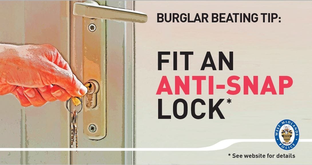 Lock Snapping is one of the methods used by burglars to gain entry into your home.

If you are changing locks make sure the lock is tested to TS007 and achieve 3 Star standard. 

For further information visit: west-midlands.police.uk/your-options/r… 

 #NeighbourhoodPolicingWeek