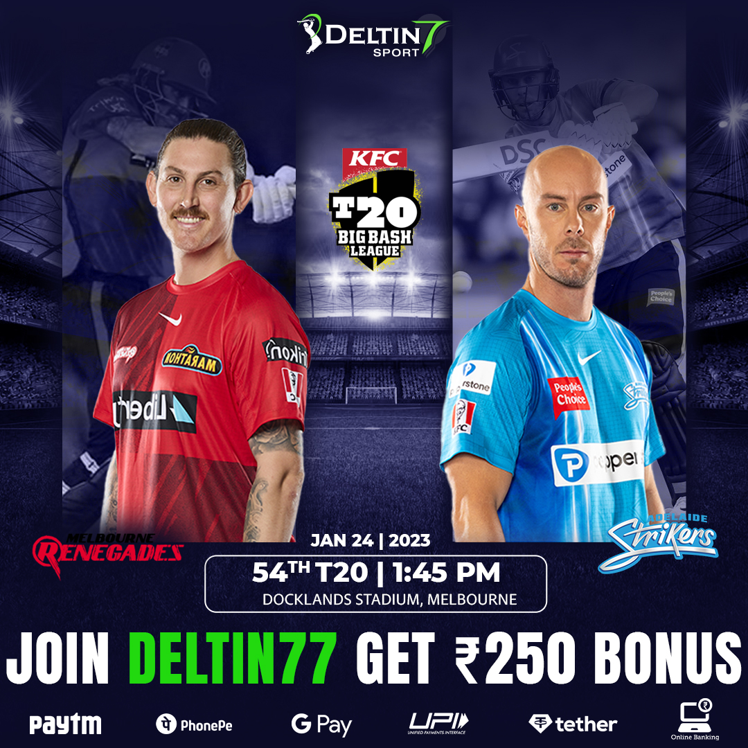 shwetapatel77's tweet photo. 💥BIG BASH LEAGUE, 2022-23💥
🏏Melbourne Renegades 🆚Adelaide strikers🏏
🗓 Date: 24 January 2023
⏰Time: 01:45 PM (IST)
💥Sign-up and Get ₹250 bonus on your first Deposit💥
👉Join us on: https://t.co/Io7jVGBVD7
#ASvMR #ASvsMR #MRvAS #MRvsAS #MelbourneRenegades #Adelaide https://t.co/Rjirafrp3K