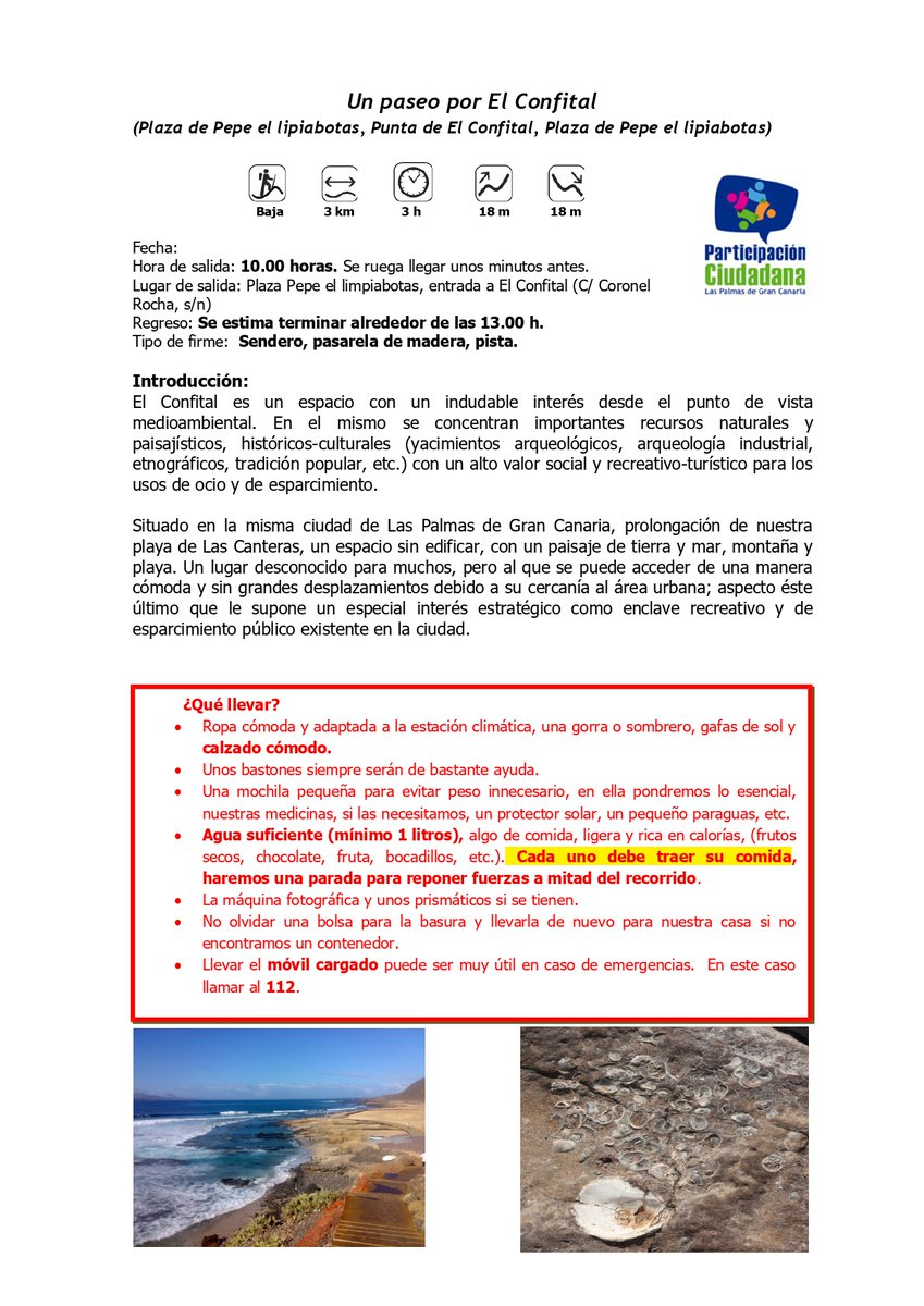 ¡Nueva programación para el año 2023! Desde la Concejalía de Participación Ciudadana.

La inscripción para el día 02 de febrero en el enlace: forms.gle/YByTTTWknkG4Dj… 

La inscripción para el día 08 de febrero de 10:00 h, en el enlace: forms.gle/DzLXHqo8yaMQ8L…

#ParticipaLPGC