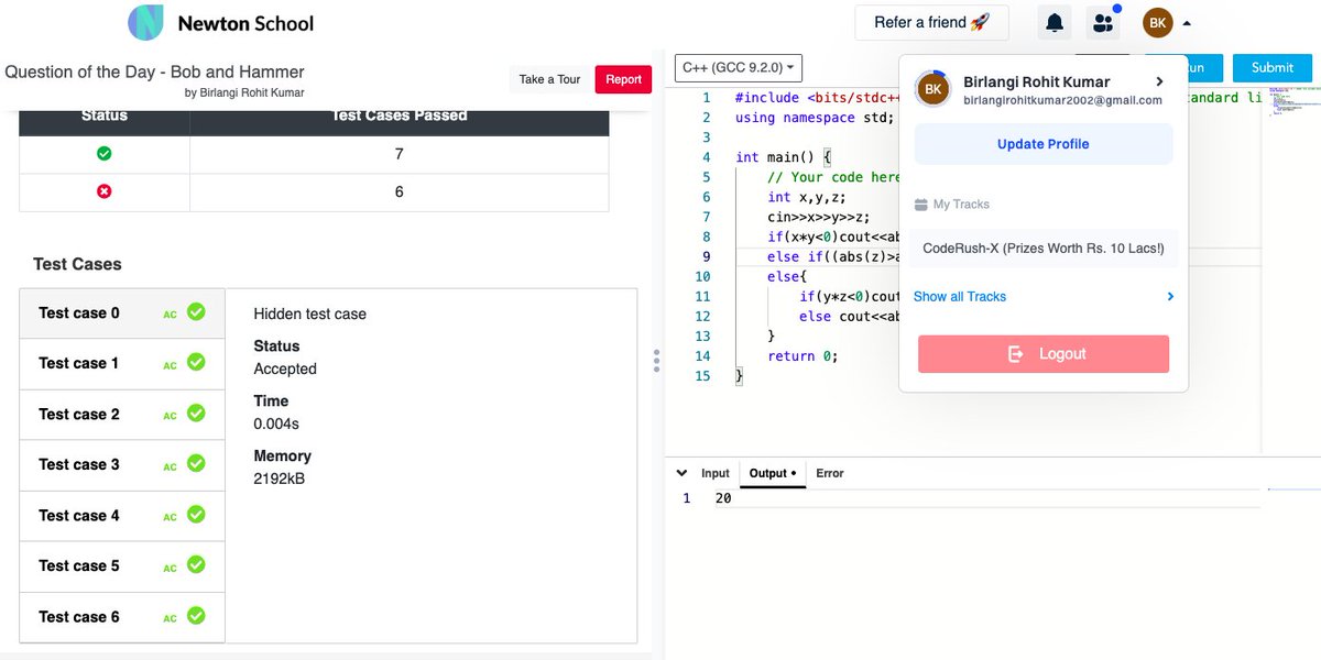 birlangi_kumar's tweet photo. Today I have solved question_title using #cplusplus 
#Day4 of #30daysofcode @everydaycoders
#community #coding #programming #competitiveprogramming #codingchallenge #dsa #bubbleupcommunity https://t.co/cIQNsUatGp
