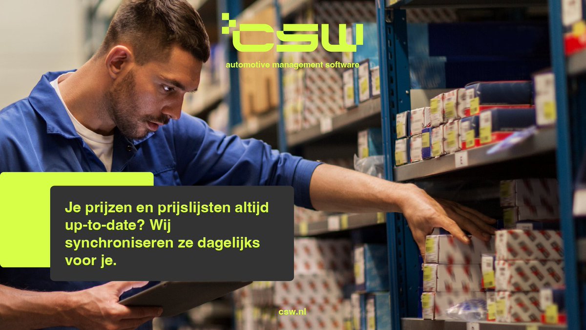 CSWSoftware's tweet image. Wij synchroniseren automatisch prijslijsten van vele leveranciers. Hierdoor zijn je prijzen altijd bijgewerkt. Meer weten? csw.nl