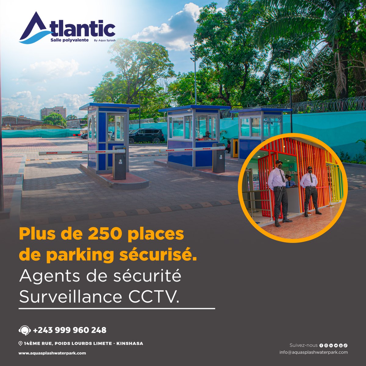 La plus grande salle polyvalente de Kinshasa 

Avec une capacité de 1.100 places 

C’est le lieu de référence pour vos événements privés et professionnels 

Anniversaires 
Mariages 
Conférences 
Spectacles
Échanges de vœux 
et bien plus...