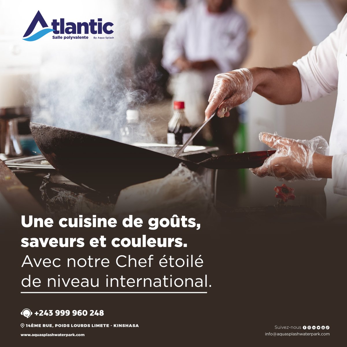 La plus grande salle polyvalente de Kinshasa 

Avec une capacité de 1.100 places 

C’est le lieu de référence pour vos événements privés et professionnels 

Anniversaires 
Mariages 
Conférences 
Spectacles
Échanges de vœux 
et bien plus...