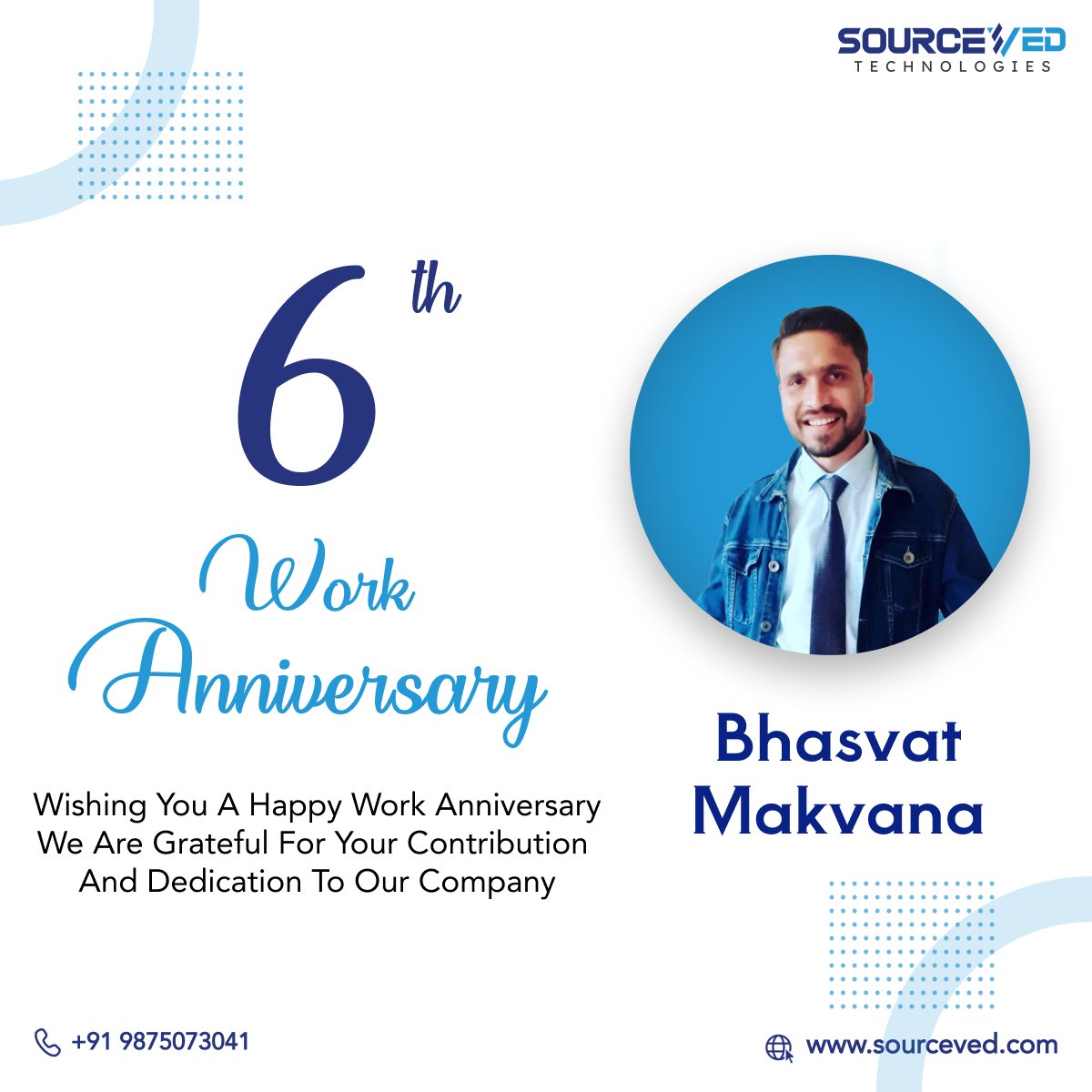 SourcevedReal's tweet photo. Congratulations to Bhasvat Makvana On his 6th Work anniversary.
#anniversary #tuesdayvibe #work #sourceved #sourcevedtechnologies https://t.co/7riDoolMwQ