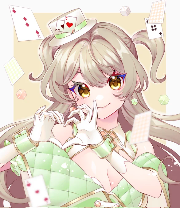 #絵文字3つもらってキャラデザする 、、手でハート(絵文字出てこなかった)でした!ありがとうございました 