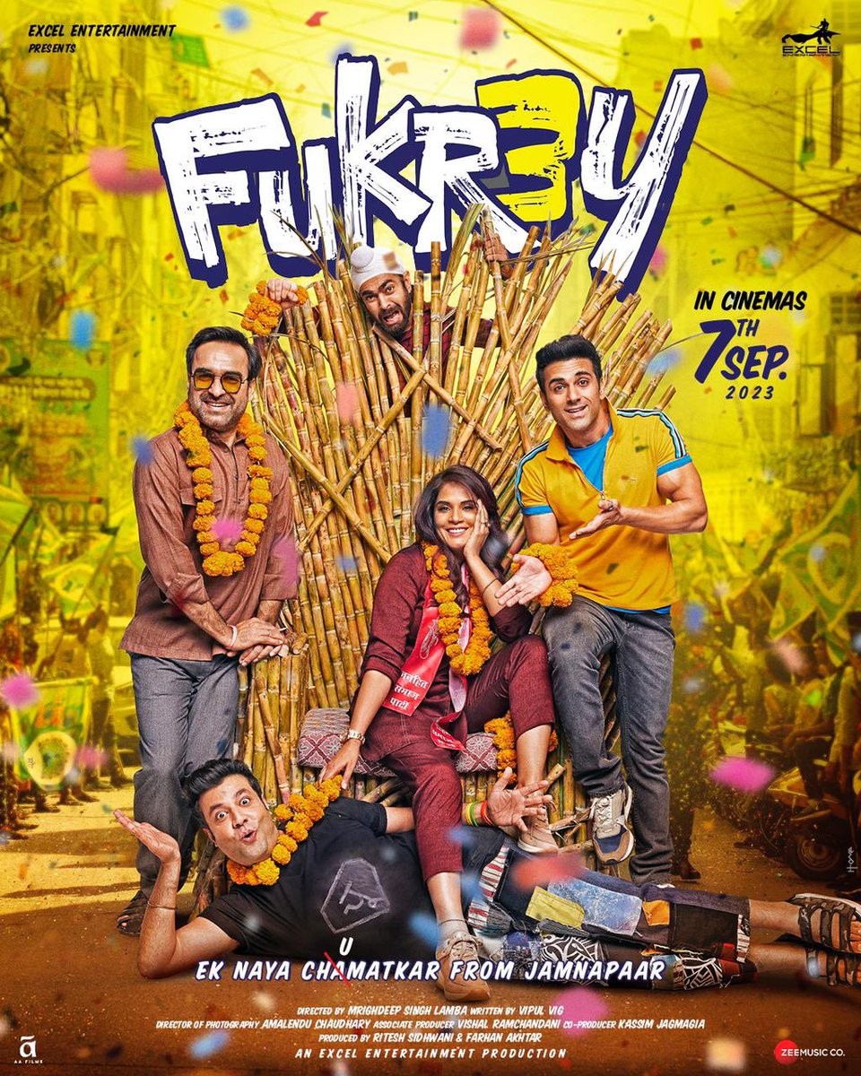 ‘FUKREY 3’ ON JANMASHTAMI WEEKEND… #Fukrey3 release date locked: #Janmashtami weekend [7 Sept 2023]… Directed by #MrighdeepSinghLamba and produced by #RiteshSidhwani and #FarhanAkhtar… #FirstLook poster…