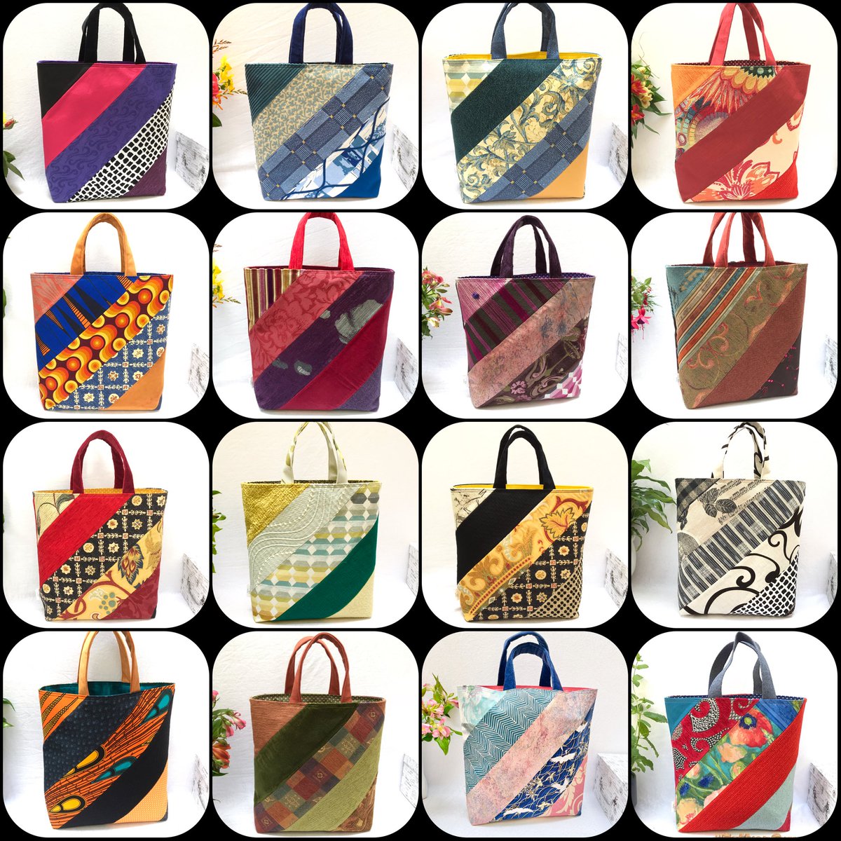 Totes of all colours and all tote-ally unique. Some of these are still available here:

saffrongrove.com/shop

#handmadebags #uniquetotebags #supportsmallbusiness