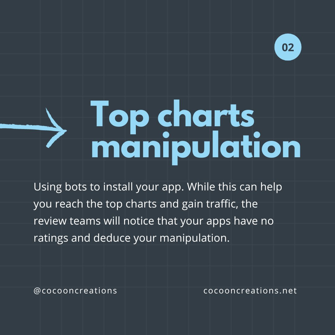cocooncreations's tweet photo. It can be tempting to cheat with app store optimisation (ASO), but our advice is 'Don't Do It!'. Using black hat tactics will make your app lose its reputation and rankings in the long run. Organic app store optimisation is your best bet. https://t.co/aUmowu17vW