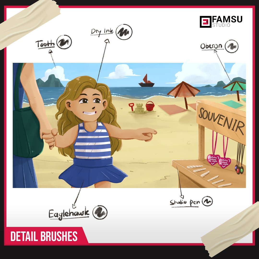 FamsuStudio's tweet photo. Wanna know the #procreatebrush that I used to create a #characterdesign for a #ChildrensBooks #illustration ?

#PortfolioDay #portfolio #PortfolioDay2023 #books #kids #kidsbooks #Procreate  #art #beach #picturebooks #Children #KDP #kidlitart #brush #cute #opencommissions #drawing https://t.co/lLFpmdAzfN