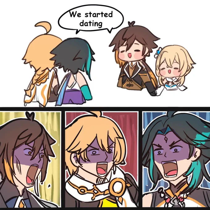 When Guizhong similar to Lumine , And Xiao watch Lantern Rite with Aether 
Both be like ... 😅 
sorry / 