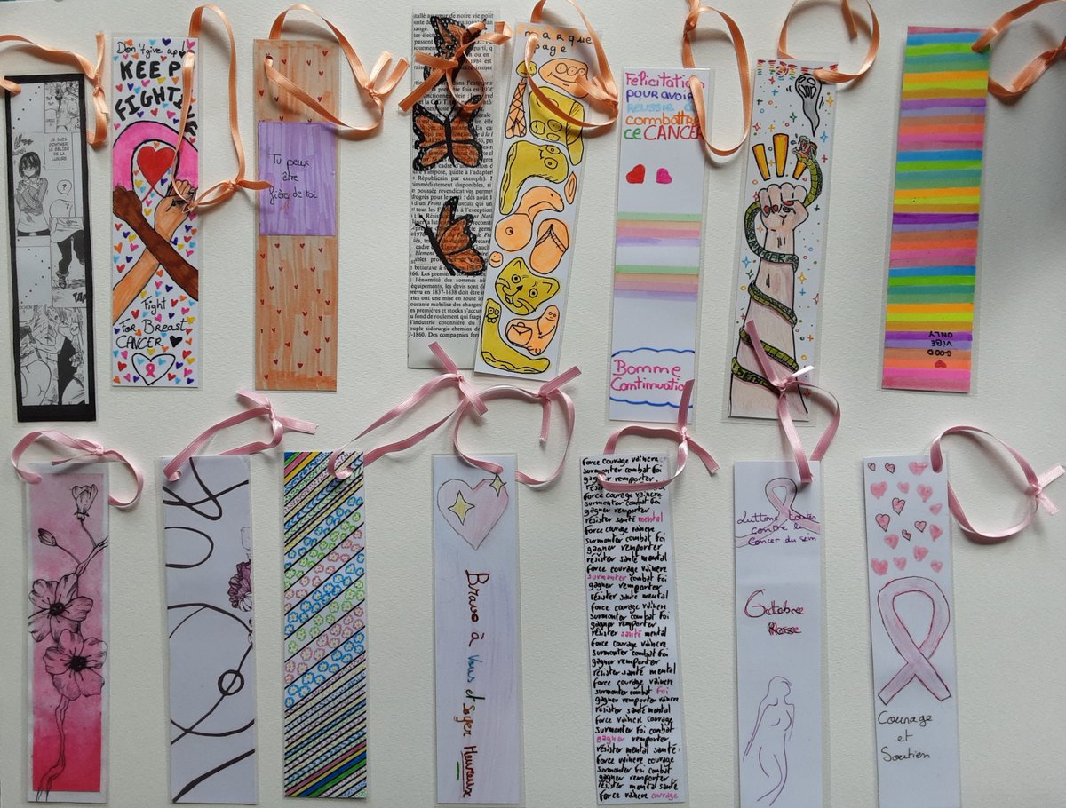 Le collège Albert Lougnon, sous la houlette de Mme Trabelsi, a sensibilisé des élèves de 4e sur le mois Octobre Rose. Les élèves ont donc participé au challenge de l’institut Curie en réalisant un marque-page porteur message d’espoir aux femmes atteintes du cancer du sein.