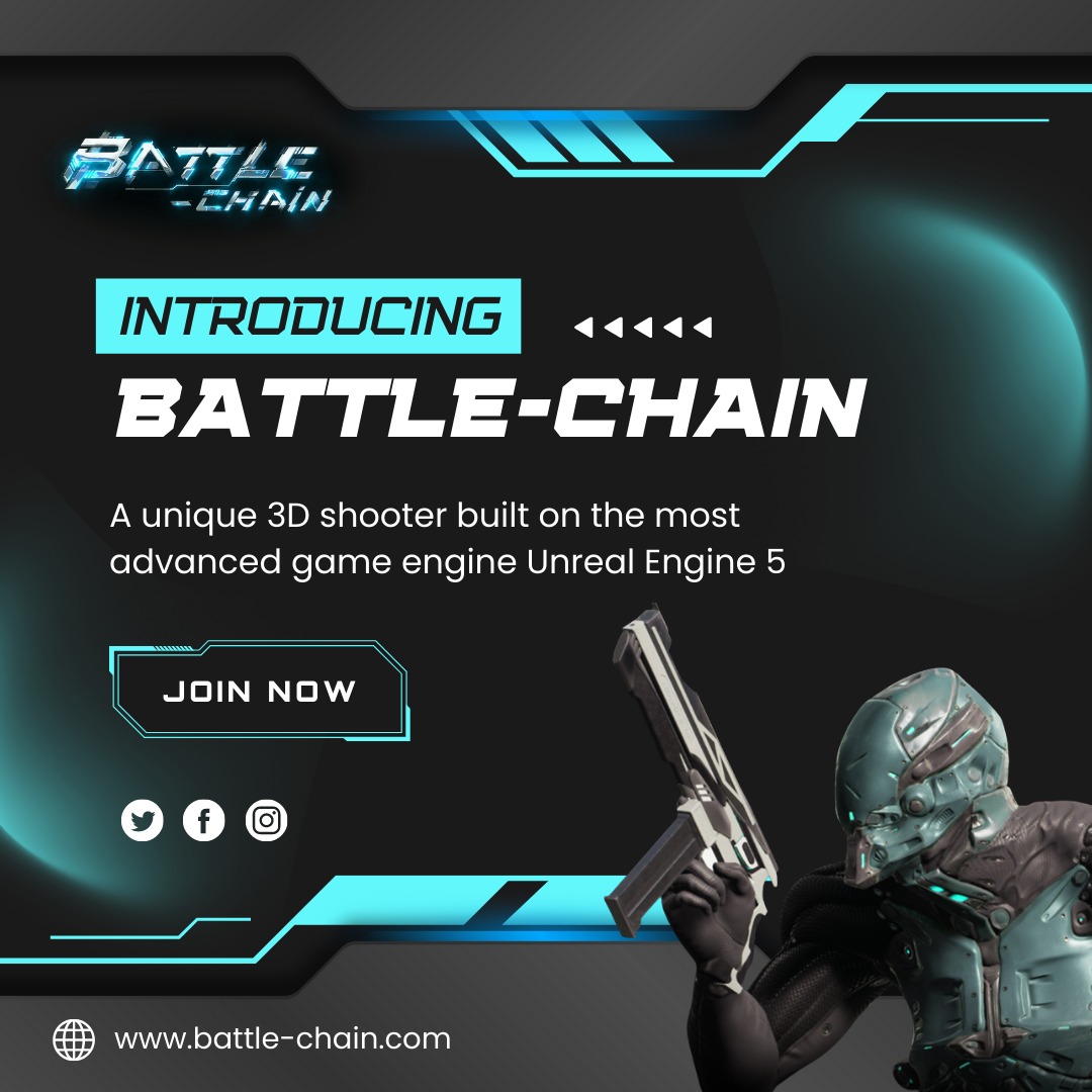 RealBattleChain's tweet photo. Introducing #battlechain - The ultimate 3D shooter and #Crypto #Metaverse built on Unreal Engine 5
Join the ultimate #P2E experience today!
🔗https://t.co/6PAMeXK1uI
#gamers #P2E https://t.co/zIZN3aqFLH