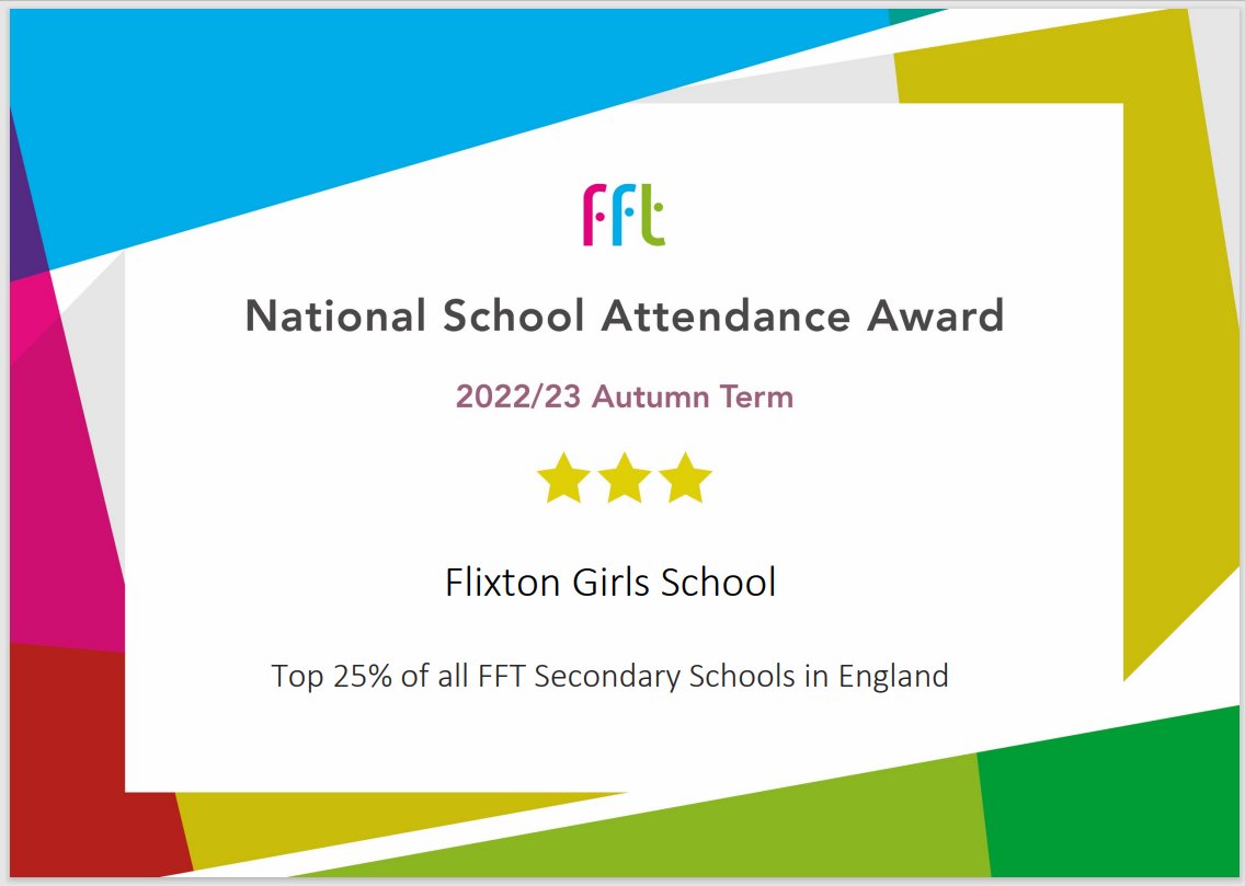 Wonderful to be recognised for our work on attendance nationally through <a href="/FFTEdu/">FFT Education</a> From 2600 secondary schools - FGS are top 25% of ALL <a href="/FFTEdu/">FFT Education</a> secondary schools nationally.