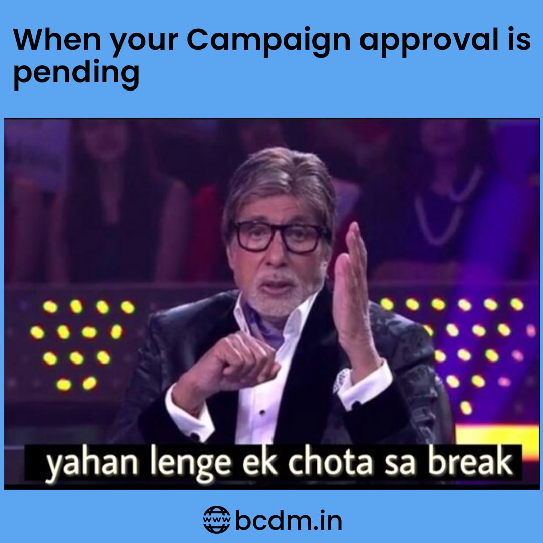 When Your #campaign Approval is Pending

#BCDM #campaignappoval #digitalmarketingmemes #googleadsmarketing #googleadscourse #abhitabhbachchan #abhitabhbachchanmemes #KBC #kbcmemes #memes #memes2023 #facebookadspending #googleadsfunds #facebookadscampaign #facebookadscampaign