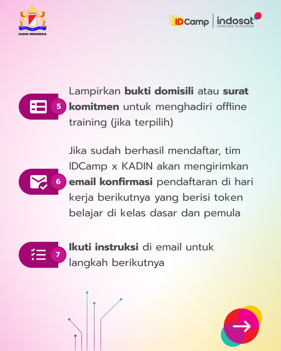 idcamp_indosat's tweet image. Ikuti thread ini, untuk tahu cara pendaftarannya 👇
Dan raih kesempatan belajarnya
Untuk jadi talenta digital terdepan!
#IDCamp #BeasiswaCoding #DicodingEvent #offlineevent #IDCampxKADIN #IndosatOoredooHutchison #IDCamp #IDCamp2023 #Beasiswa #BeasiswaCoding #BeasiswaIDCamp