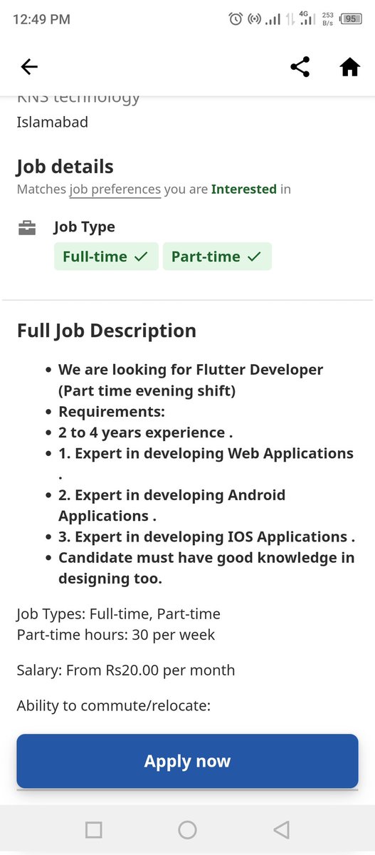 Requirements of senior developers while the salary is not even for internship. #flutterjobs