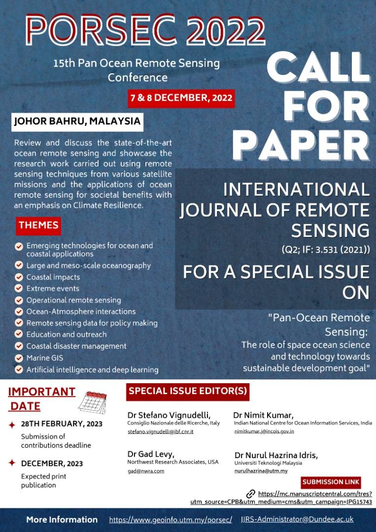 📢 Journal Special Issue OPEN now! - mailchi.mp/19fa1103ae59/w…

 Submit paper by 28 Feb to IJRS PORSEC special issue.