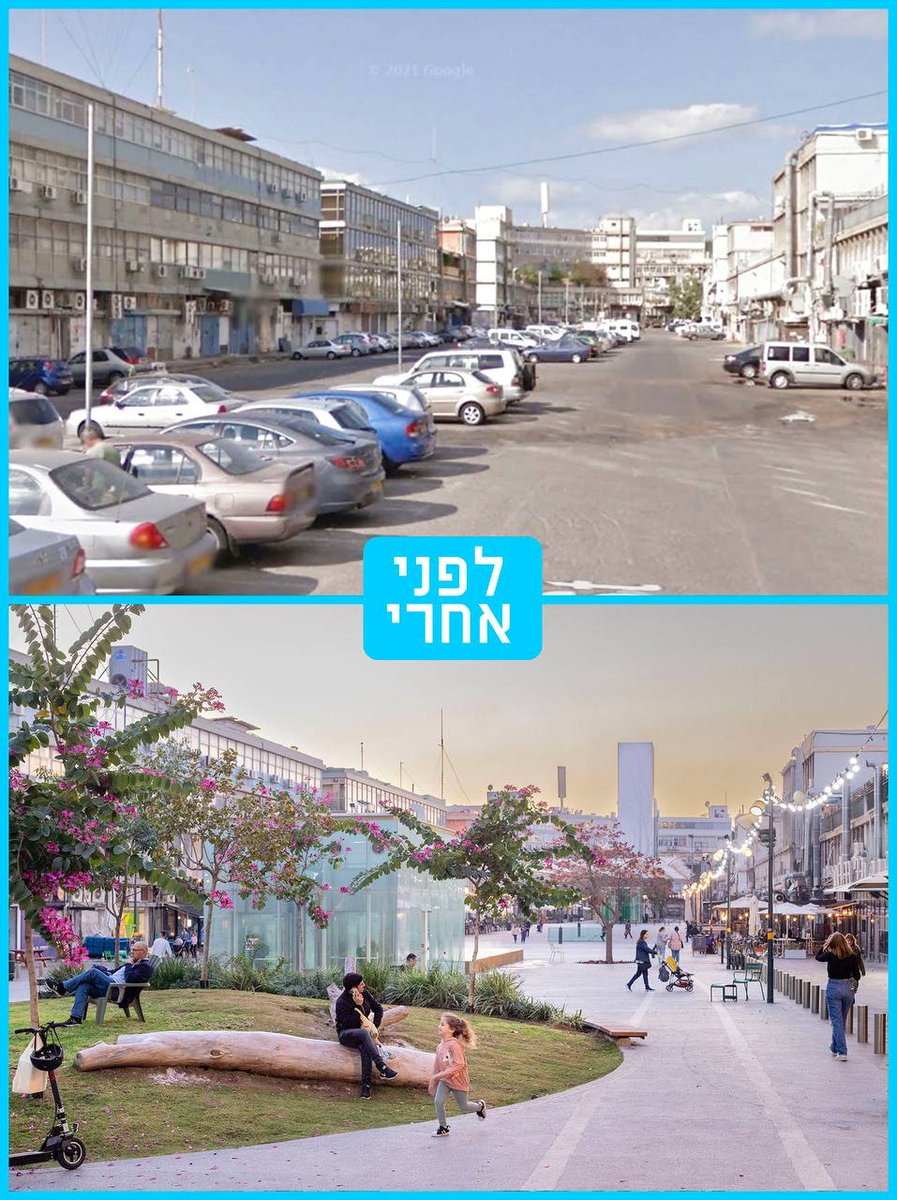Ron_Huldai's tweet image. המהפך של כיכר גבעון. הרכב הפרטי &amp;lt; הולכי הרגל.