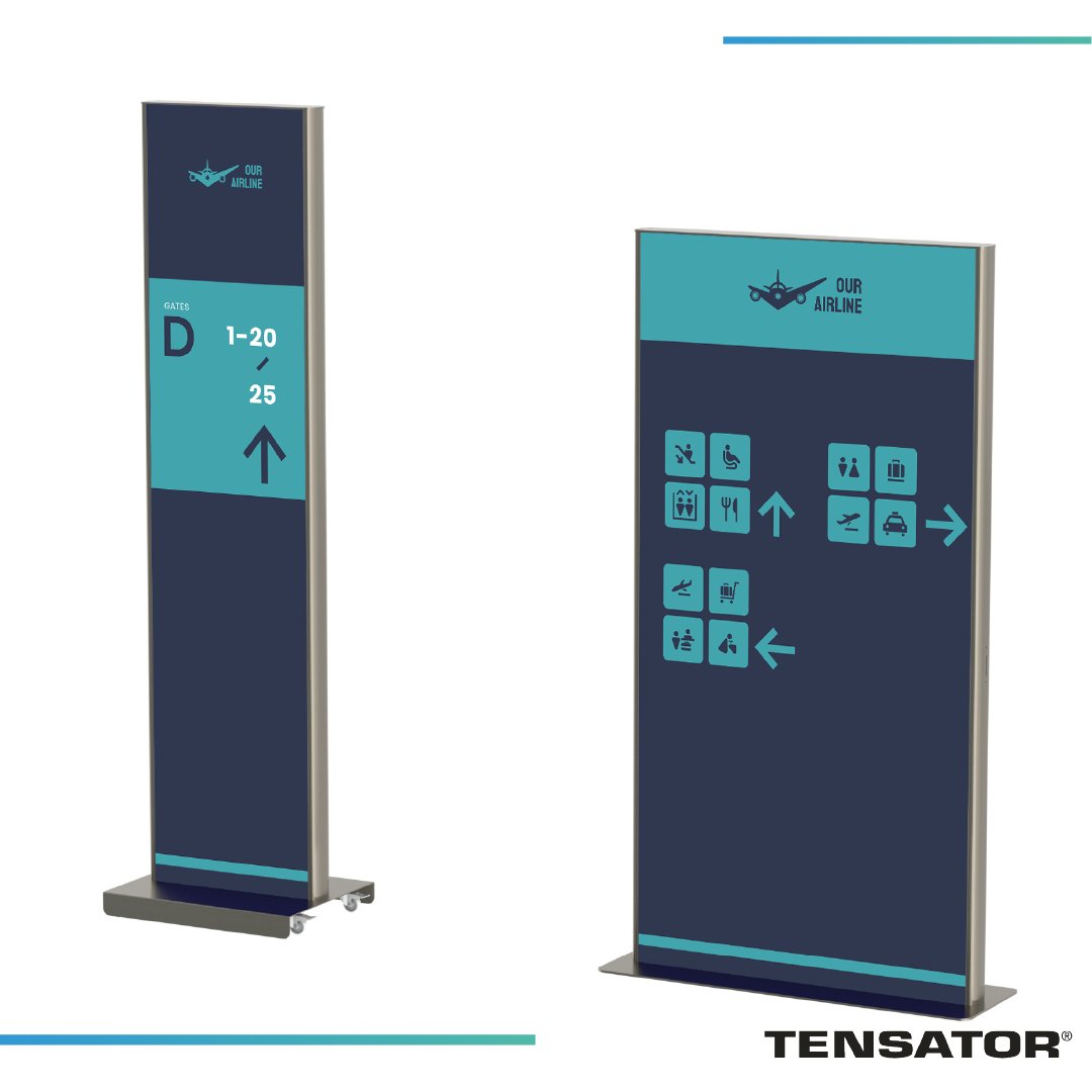 Tensator's tweet image. Come and see our Tensamedia® signage and wayfinding range at the Passenger Terminal Expo!
👀Visible for crowds
🎨Customisable
🔗Connects to existing Tensabarrier® products
Join us at stand 2012!
#PTExpoConf #Tensator #Tensabarrier #airport #wayfinding #signage #digitalsolution