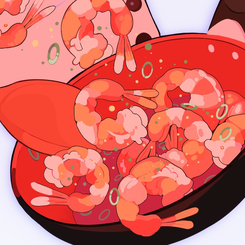 I did a drawing for a friend!, But I just wanted to show the shrimps , look at those lill guys, yum 🦐✨
