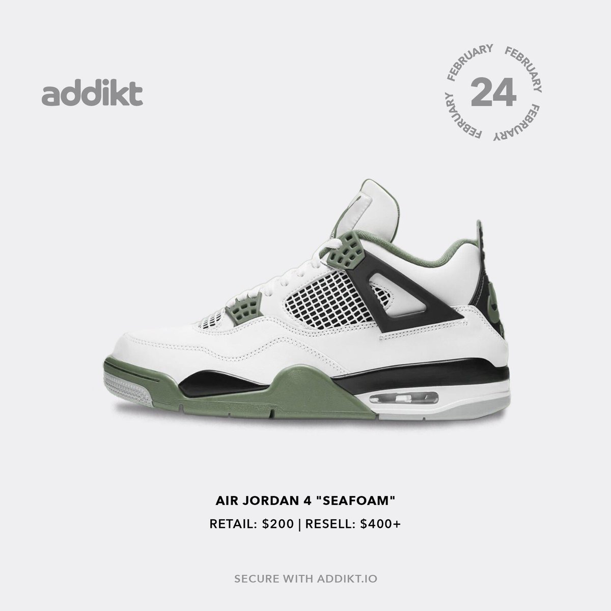 Air Jordan 4 "Seafoam" dropping 24th February!
Cop the drop with Addikt 
-
Sign up for addikt at Addikt.io or click the link in our bio.