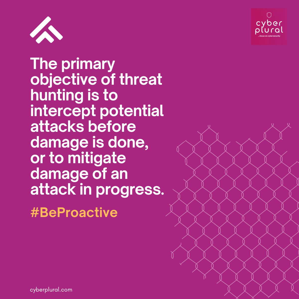 cyberplural's tweet photo. The primary objective of #threat hunting is to #intercept potential attacks before damage is done or to #mitigate the damage of an attack in progress.
#BeProactive #CyberPluralMSSP https://t.co/IP6DV73lqv