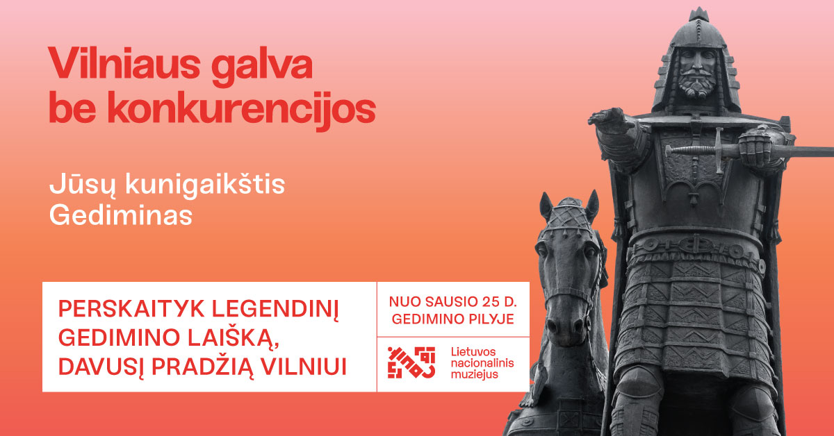 Vilniaus 700 metų jubiliejaus proga jau rytoj, sausio 25 d. Gedimino pilies bokšte bus pristatytas originalus Gedimino laiško nuorašas, istorikams atskleidęs pačių Gedimino laiškų faktą, jų siuntimo ir pirmo Vilniaus paminėjimo datą!

Renginys facebook: fb.me/e/55t6B6OmP