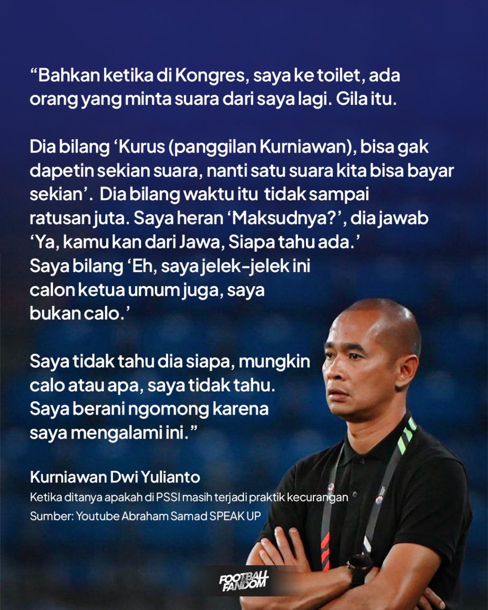 FandomID_'s tweet photo. Kurniawan Dwi Yulianto ungkap adanya jual beli suara di KLB PSSI. 

#kurniawandwiyulianto #pssi https://t.co/mvMdEhO4vt